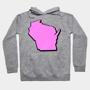 Pink Wisconsin Outline Hoodie